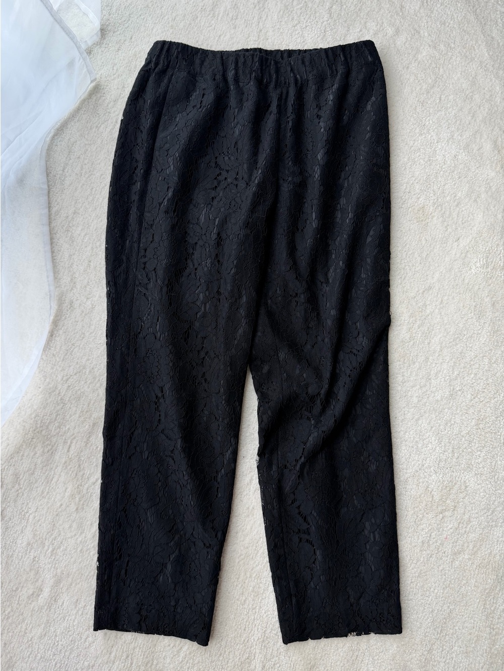 J. Crew Black Lace-Overlay Straight Wide Legs Pants